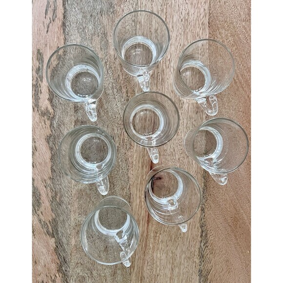 Hand Blown Clear Glass Coffee Espresso Punch Mugs Set of 8 Vintage 4oz, 3.25” H - Picture 6 of 7